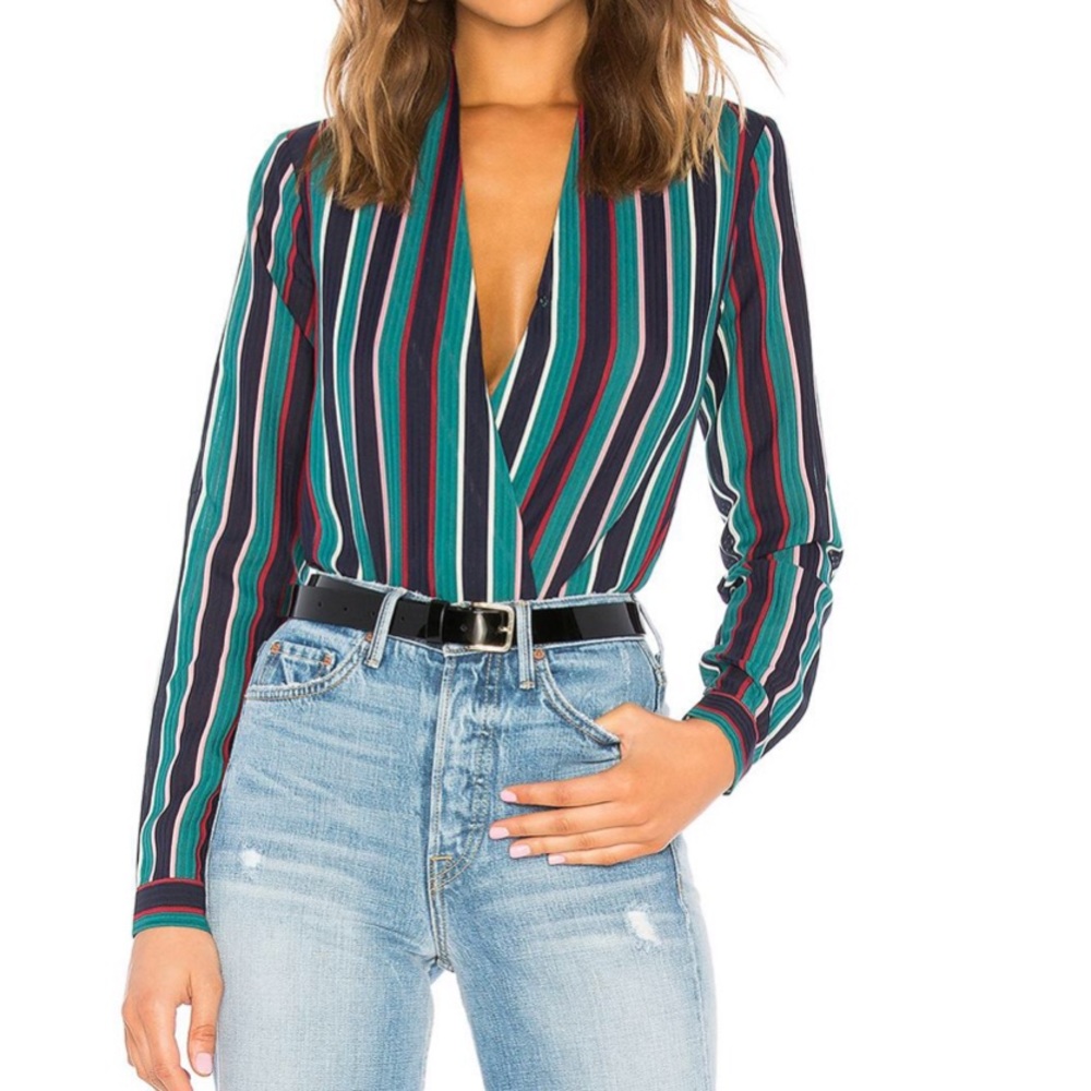 Lovers + Friends Get Down Blouse Turquoise Multi M